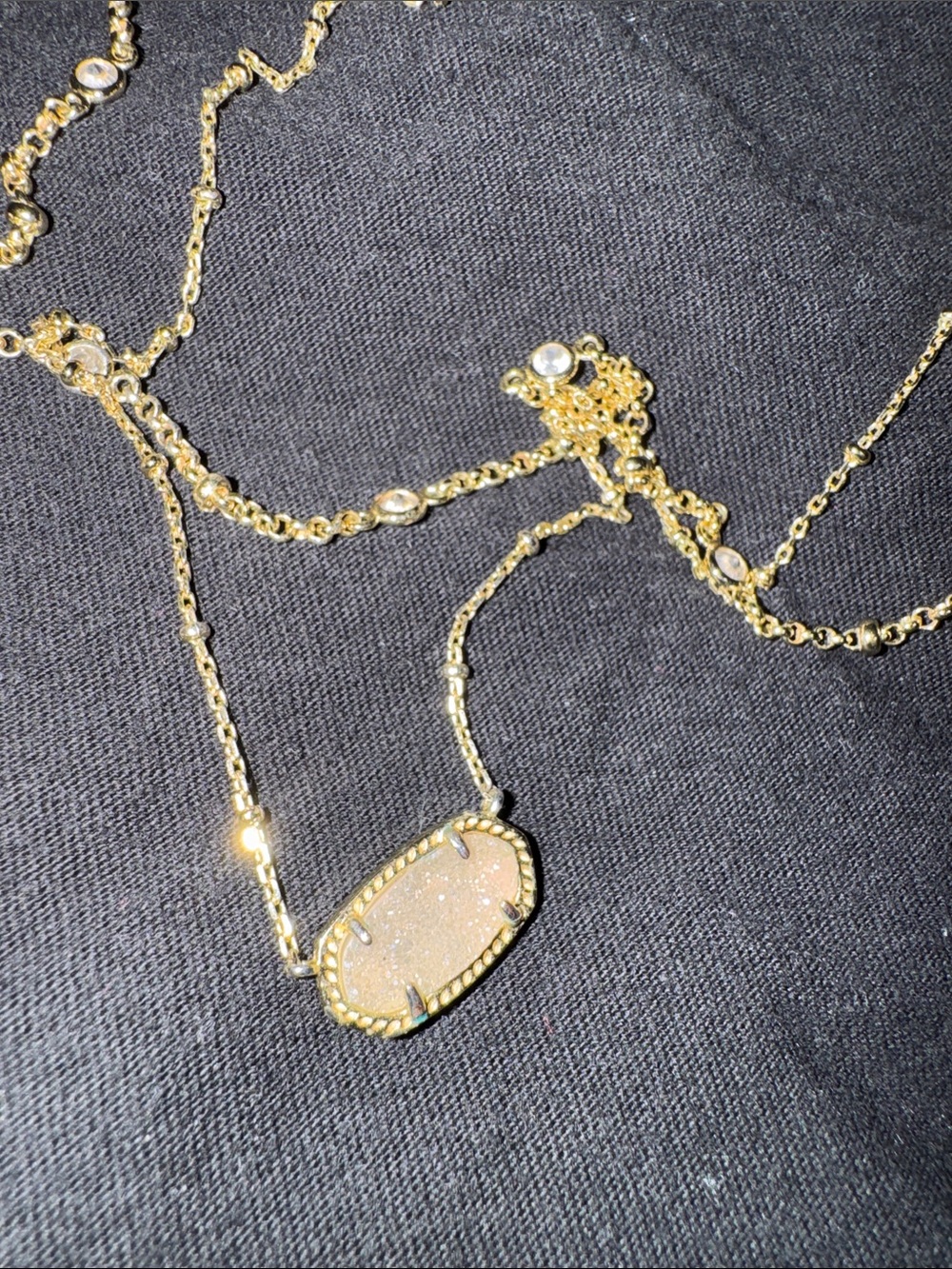 Kendra Scott Gold Layered Pendant Necklace with Clear Crystal Accents - Picture 3 of 8